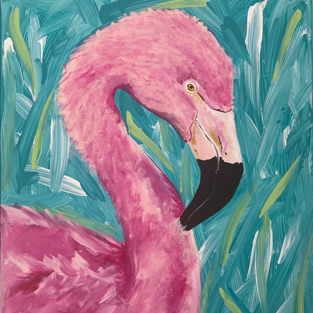 Flamingo acrylic painting print